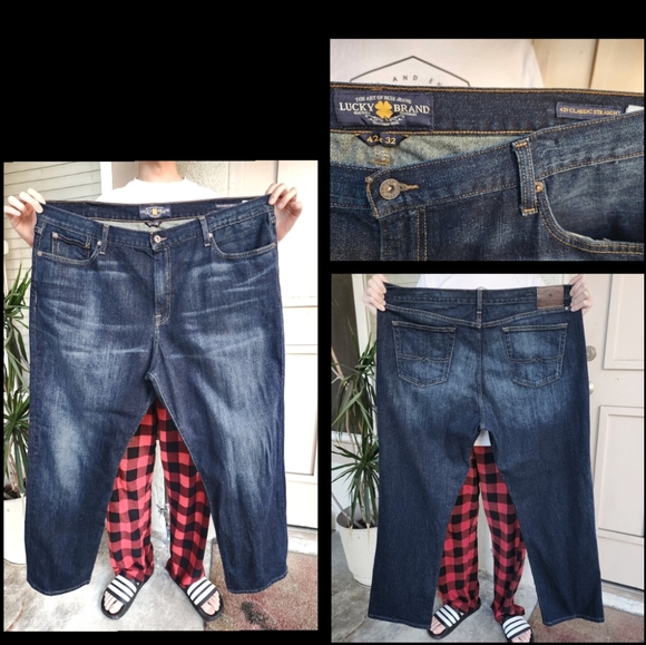 42 men LUCKY BRAND 429 Classic Straight Dark Blue Jean 42x32 -> 42x31 - Picture 1 of 14